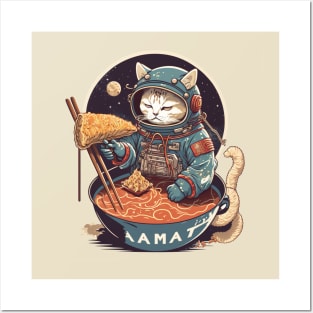 Astronaut Cat Ramen Posters and Art